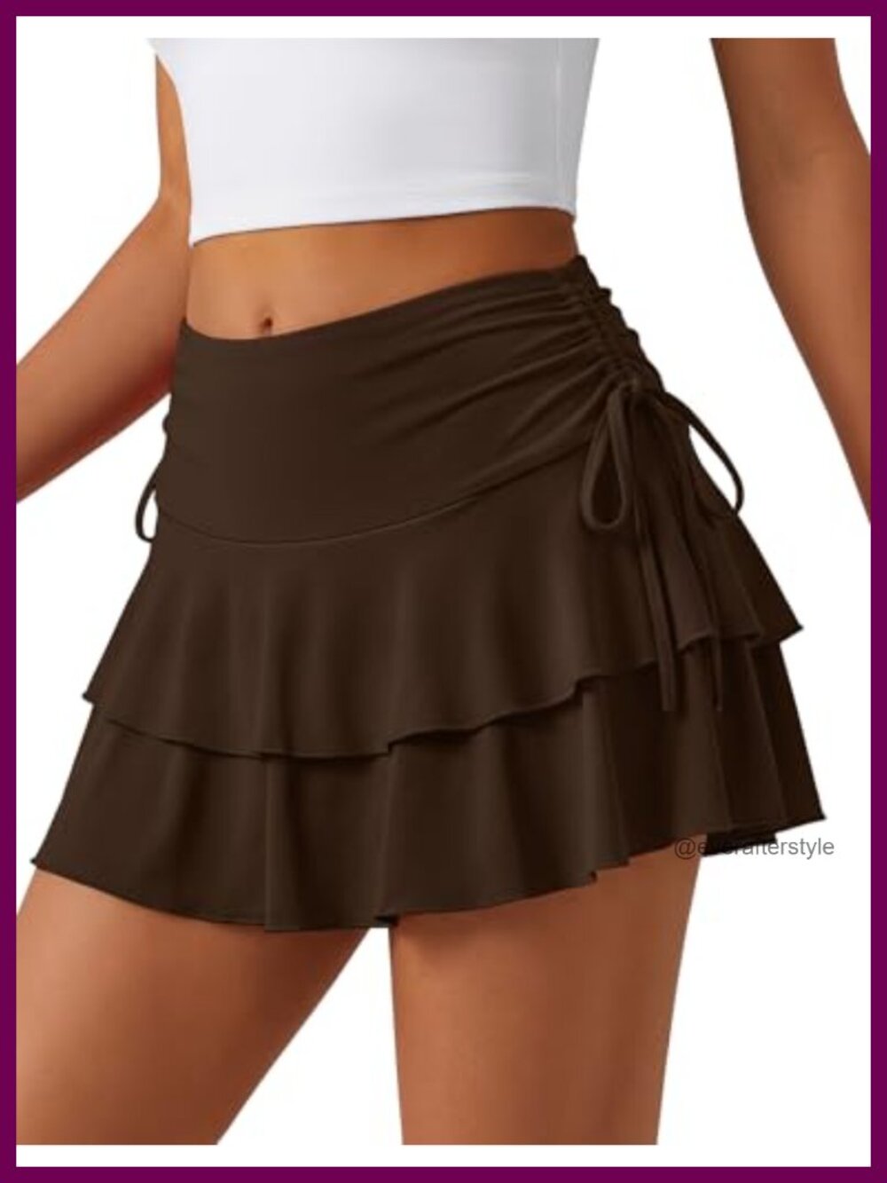 Women's Y2K Mini Ruffle Skirt with Shorts Tiered Drawstring Waist